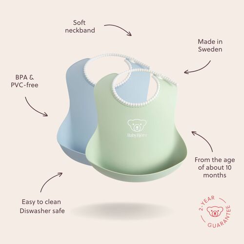 Babybjörn Smekker 2-pack, Blekgrønnn/Blekblå