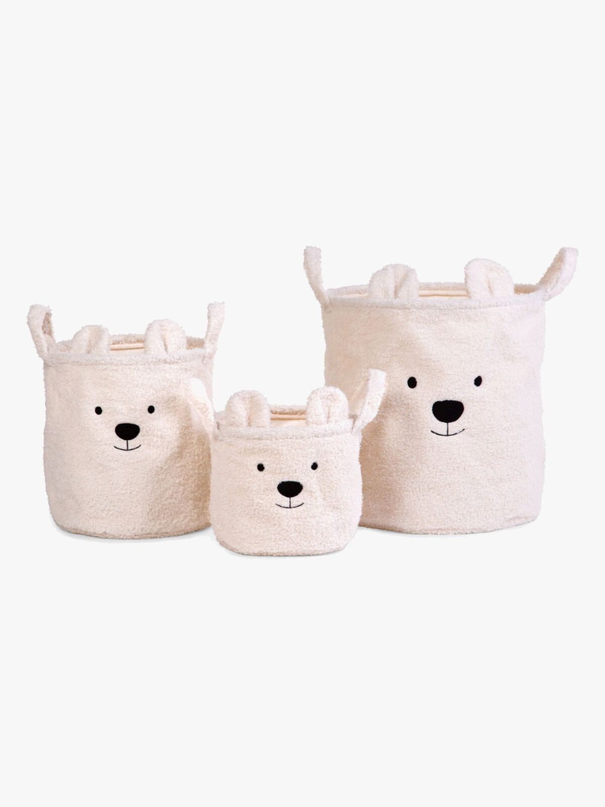 Childhome Oppbevaringskurv 3-pakning Teddy, Off-white