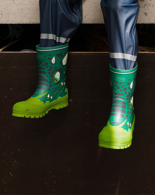 Viking Jolly Print Gummistøvler, Bottlegreen