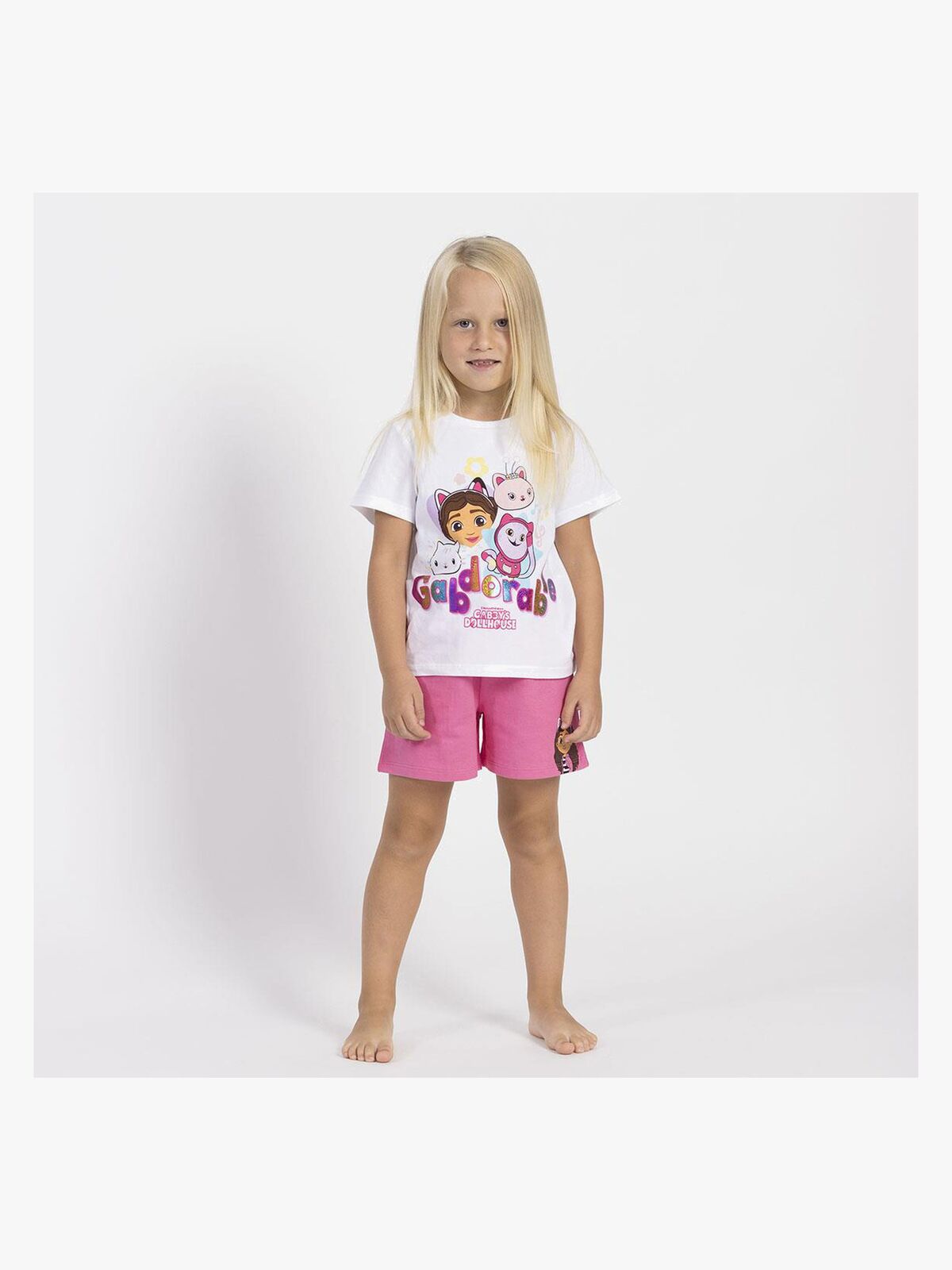 Gabby's Dollhouse T-skjorte & Shorts Sett, Hvit/Rosa