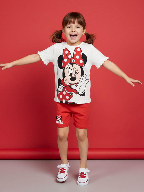 Disney Minni Mus T-skjorte & Shorts Sett, Hvit
