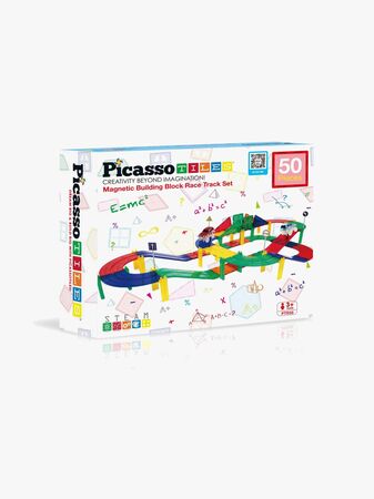 PicassoTiles Racerbane  Magnetisk Byggesett 50 Deler
