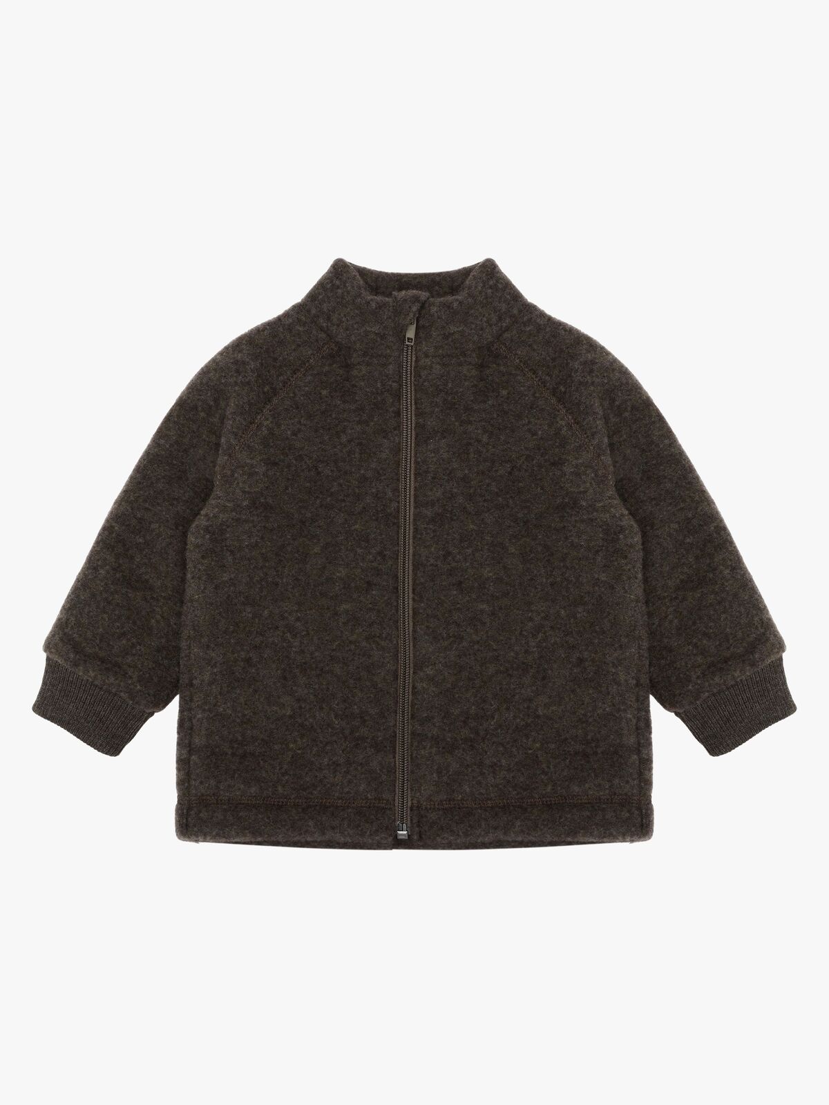 Mikk-Line Fleecejakke Merinoull, Dark Brown Melange