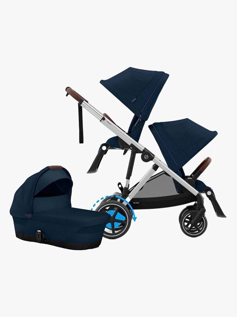Cybex e-Gazelle S Søskenvogn inkl. Liggedel, Ocean Blue/Silver