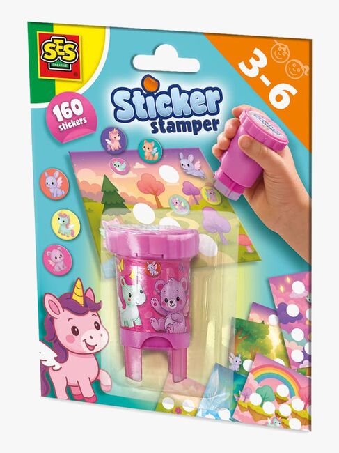 SES Creative Stempel med Klistremerker Fantasidyr