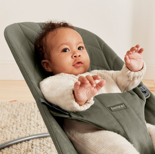 BabyBjörn Bliss Vippestol Vevet Bladmønstret Quilt, Mørkegrønn