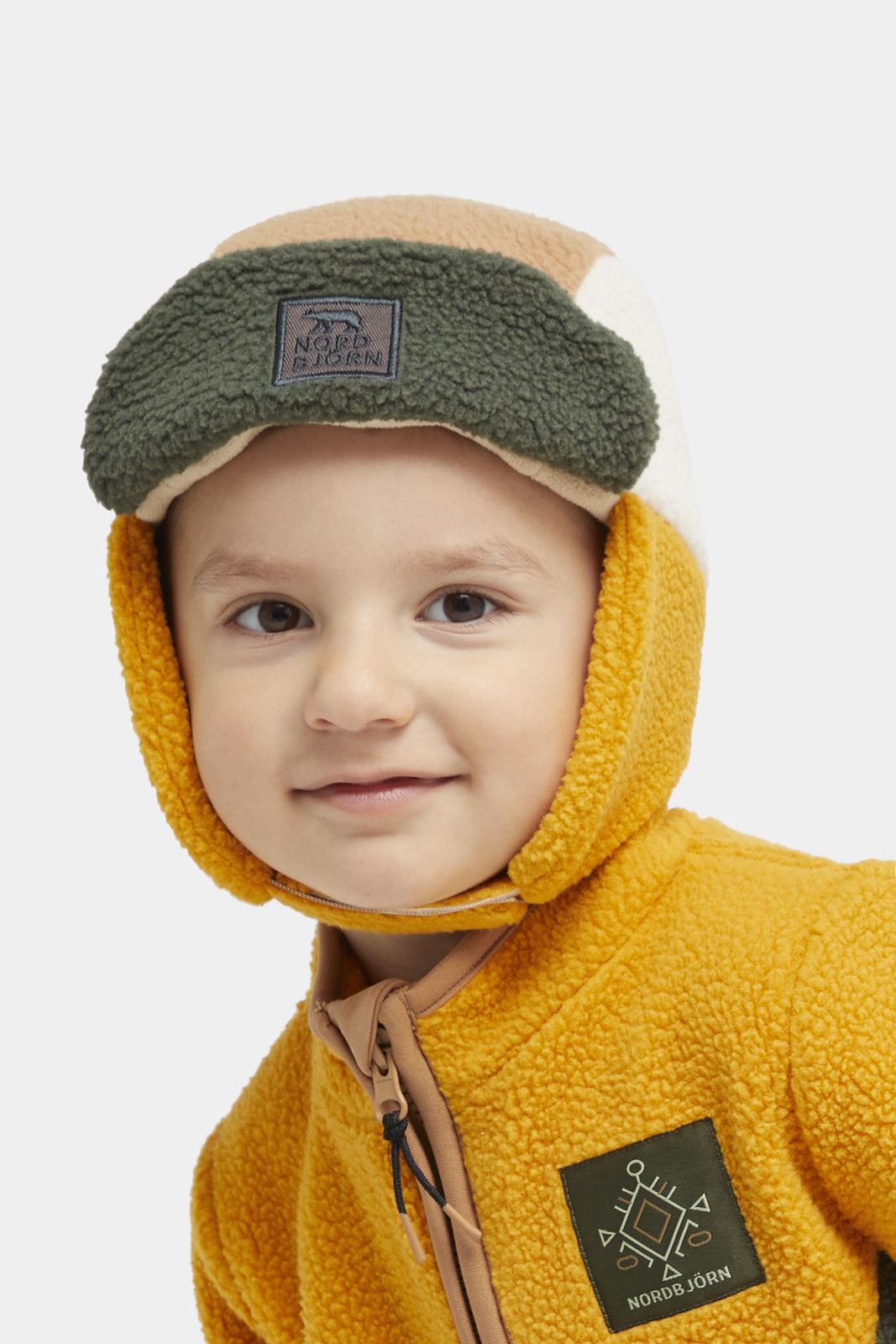 Nordbjörn Knallen Fleece-lue, Inca gold/Deep Depths/Tobacco brown