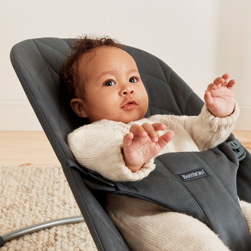 BabyBjörn Bliss Vippestol Vevet Bladmønstret Quilt, Antrasitt