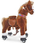 PonyCycle Ride-On Hest Stor Med Broms, Brun/Hvit