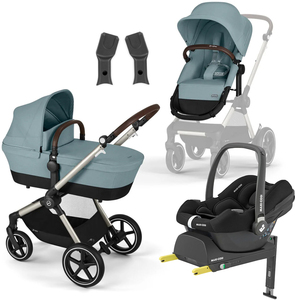 Cybex EOS Lux Duovogn inkl. Maxi-Cosi CabrioFix & Base, Taupe/Sky Blue