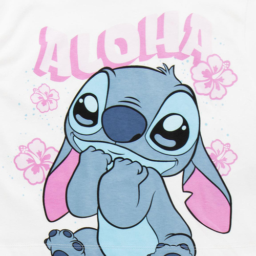 Disney Stitch T-skjorte & Shorts Sett, Hvit