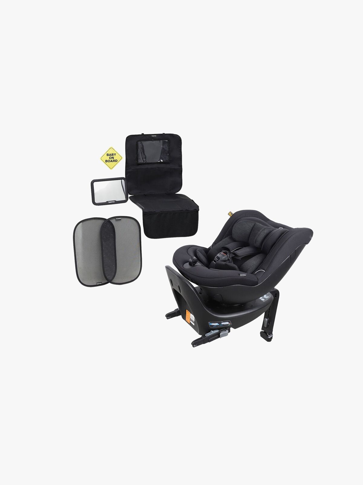 Beemoo Reverse i-Size Bakovervendt Bilstol Inkl. Tilbehørspakke, Black Stone