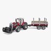 Bruder Massey Ferguson 7480 Traktor Med frontlaster Og Tømmertrailer