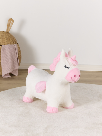 Cloudberry Castle Hoppedyr Enhjørning med Plysjtrekk, Hvit