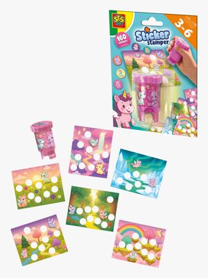 SES Creative Stempel med Klistremerker Fantasidyr