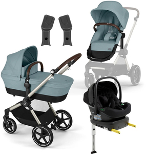 Cybex EOS Lux Duovogn inkl. Beemoo Route Babybilstol & Base, Sky Blue/Black Stone