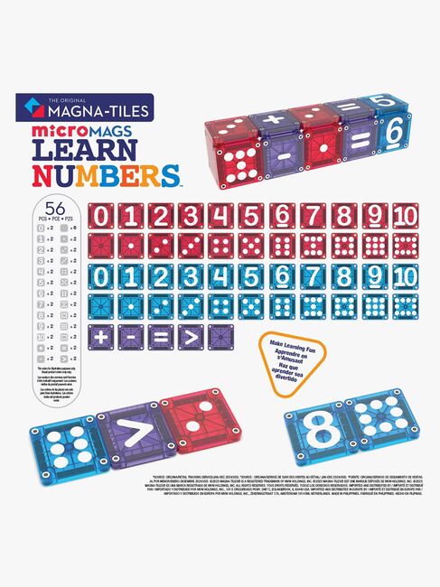 MAGNA-TILES MicroMAGS Lær Deg Tall Byggesett 56 Deler