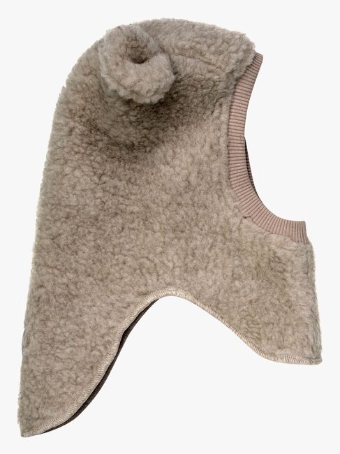 Huttelihut Teddybalaklava med Ører Merinoull, Camel Melange