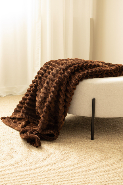 KMCarpets Stripe Pledd 130x170, Brun