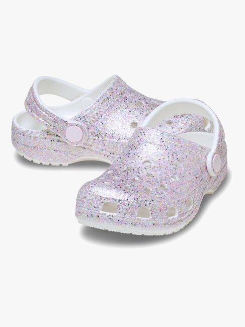Crocs Classic Fantasy Glitter Kids Sandaler, White