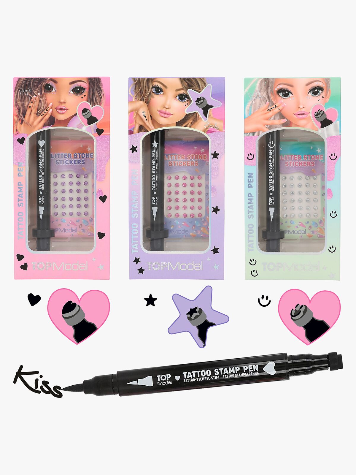 TOPModel Tatoveringspenn med Stempel & Glitterstener