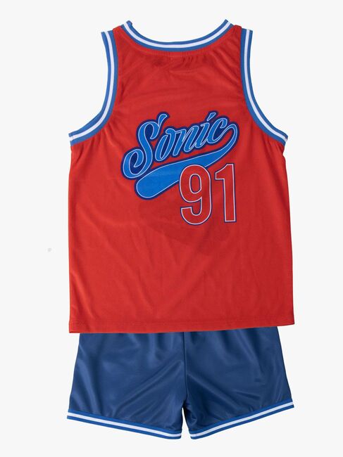 Sonic Singlet & Shorts Sport Sett, Blå/Rød