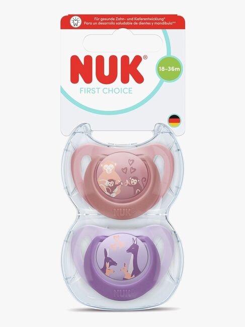 NUK First Choice Classic Smokk 2-Pakk Str 3, Monkey/Kangaroo