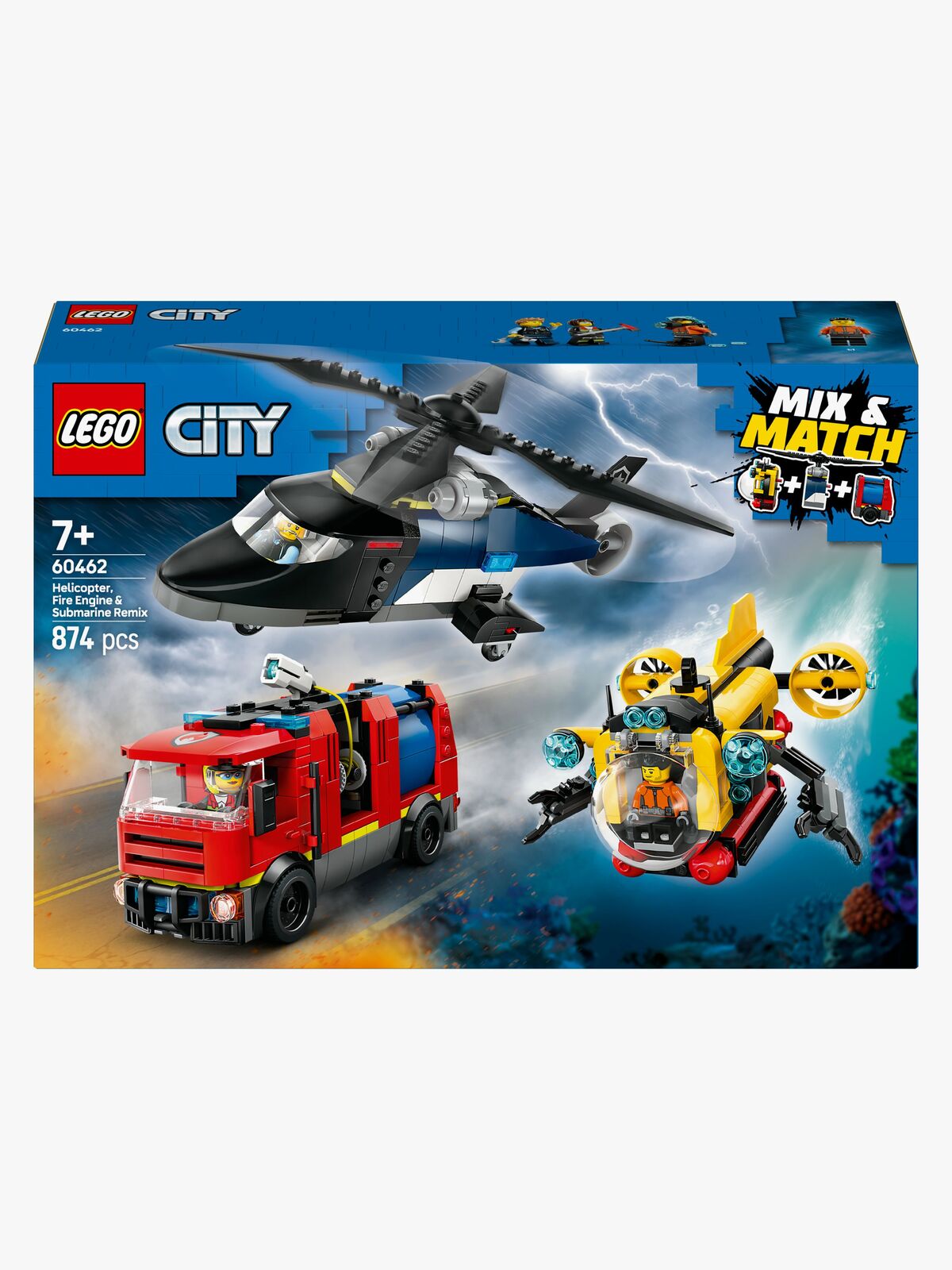 LEGO City 60462 Pakke med helikopter, brannbil og ubåt