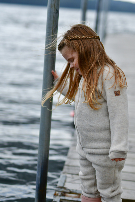 Mikk-Line Fleecejakke Merinoull, Melange Offwhite