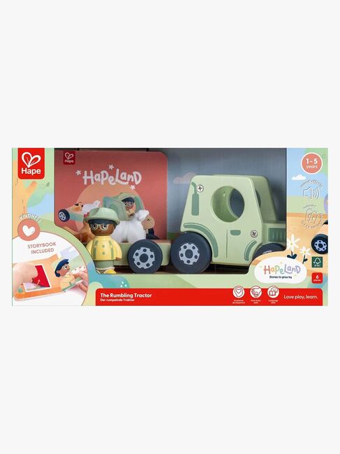 Hape Eventyrbok med Lekesett The Rumbling Tractor