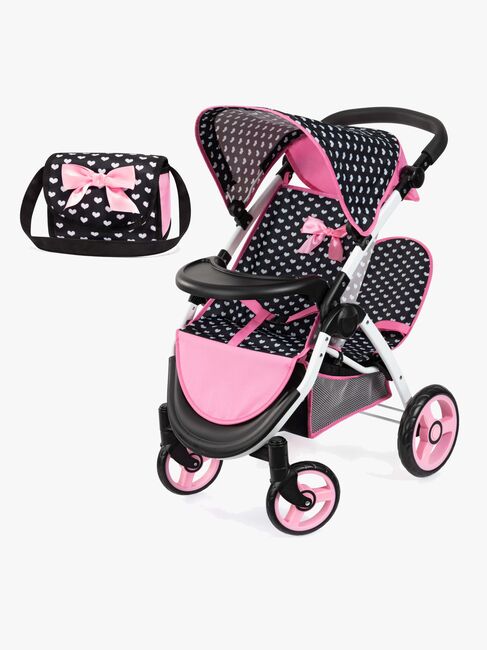 Bayer Design Twin Star Tvillingdukkevogn, Svart/Rosa