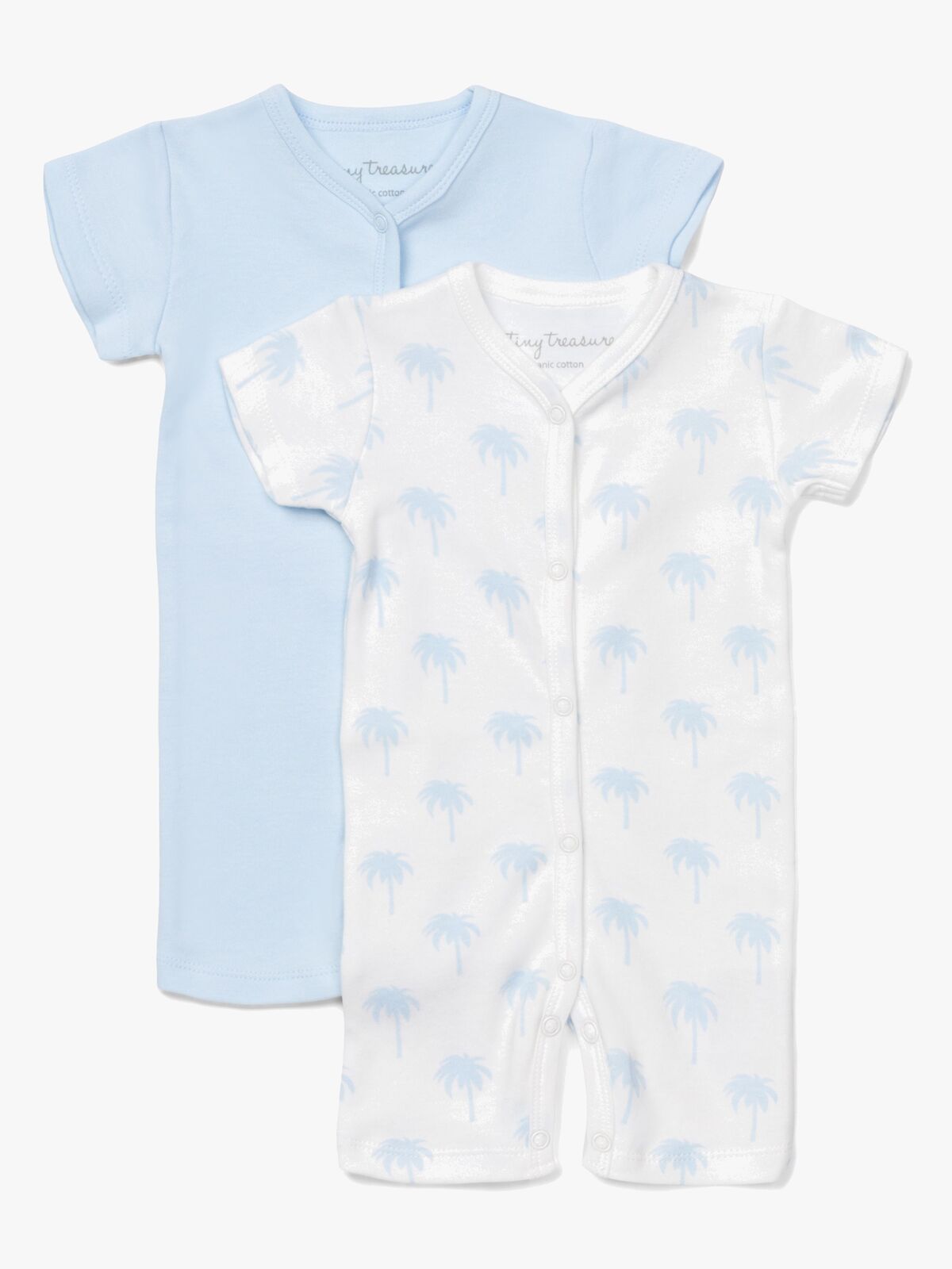 Tiny Treasure Summer Jumpsuit 2-Pack, White/Palm