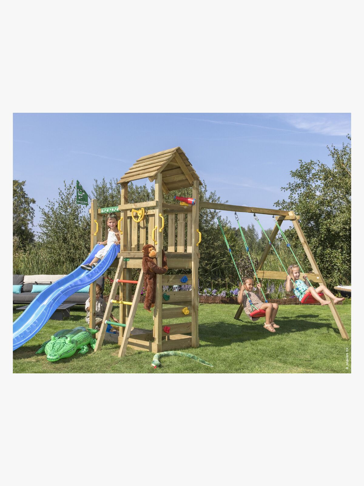 Jungle Gym Safari Lekestativ, 2 Husker og Sklie, Blå