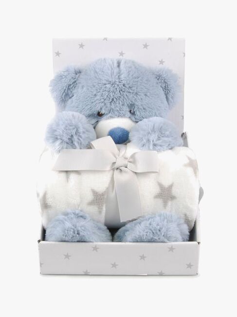 CarloBaby Fleeceteppe og Kosedyr Bamse, Blå