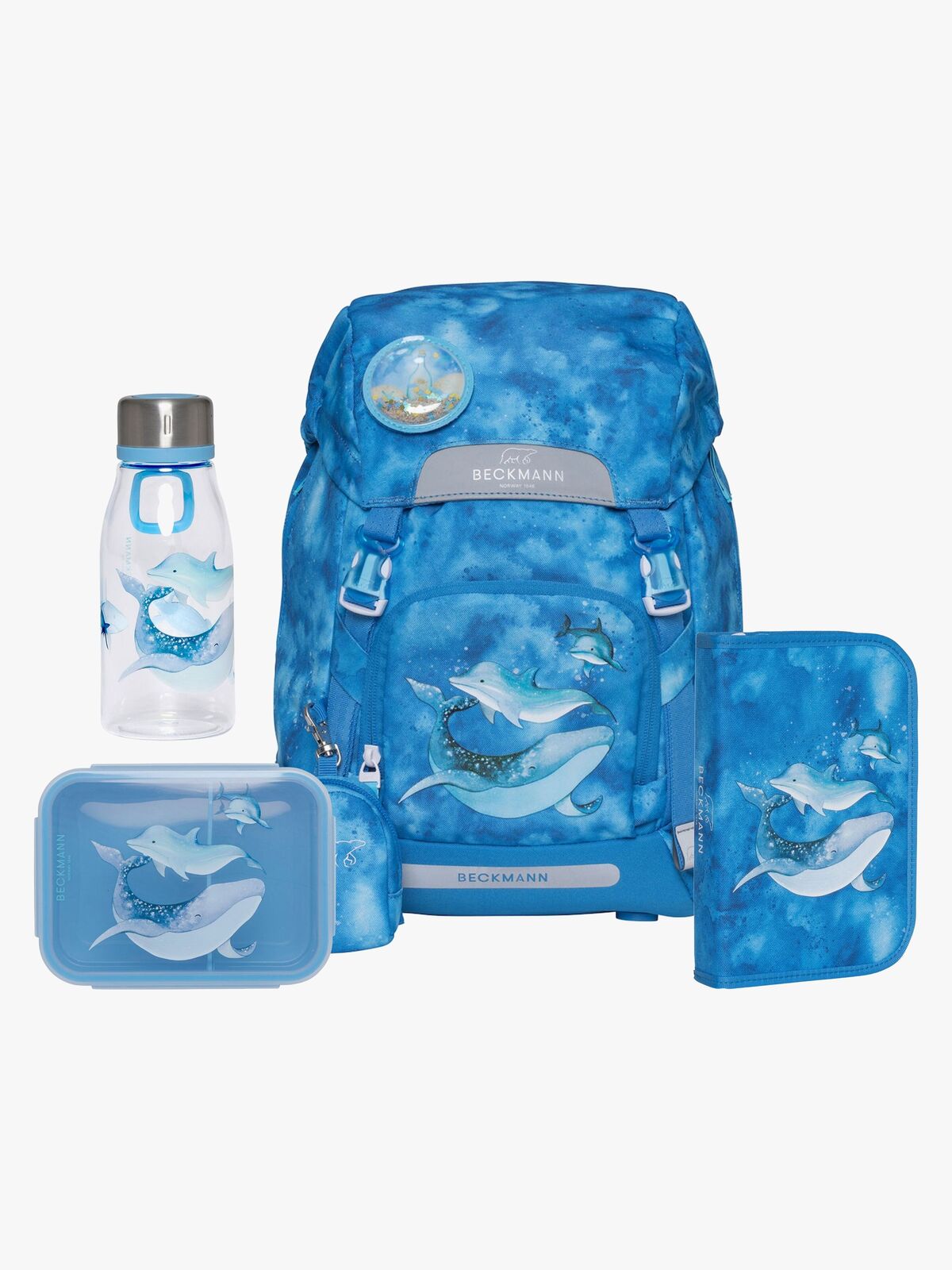 Beckmann Ryggsekk 22L inkl. Pennal, Flaske & Matboks, Ocean