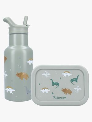Kidzroom Stainless Steel Flaske & Silikon Matboks Small Talk, Grønn