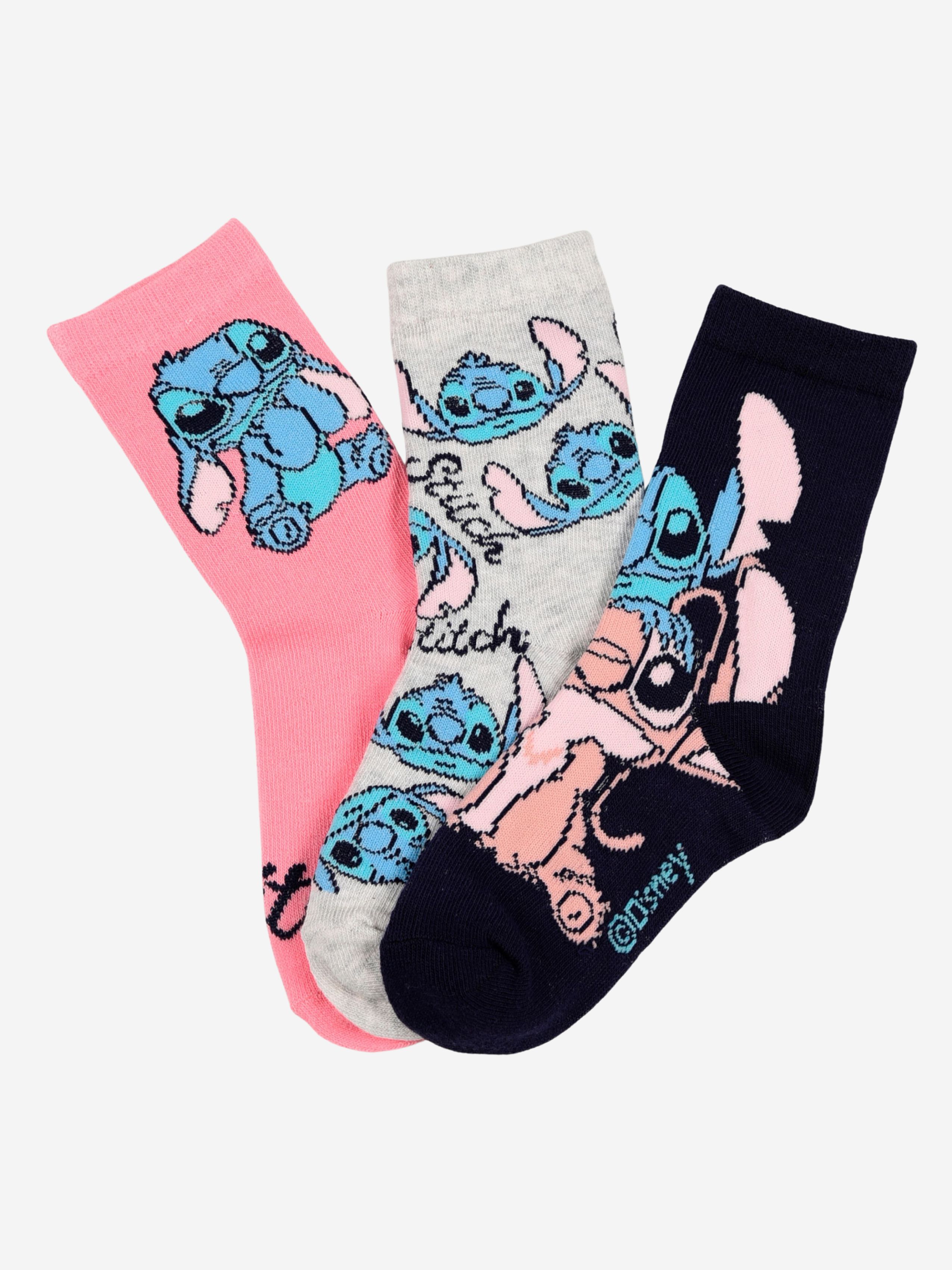 Disney Stitch Sokker 3-Pakk, Flerfarget, 23-26 - Sokker - Bomull,Elastan,Polyamid