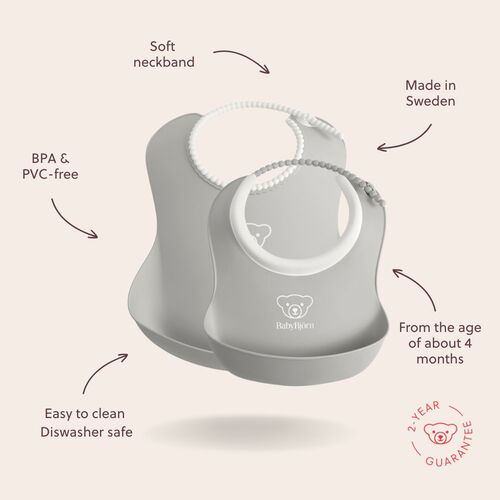 BabyBjörn Smekkesett 2-Pack, Grå