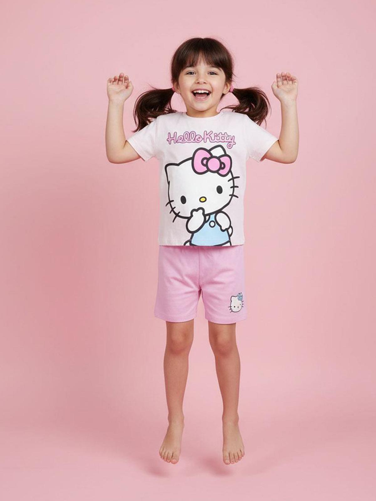 Hello Kitty T-skjorte & Shorts Sett, Lyserosa