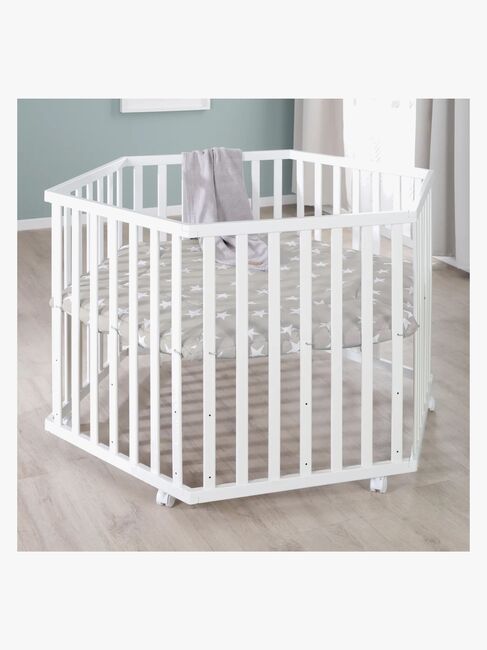 Roba Hexagon Lekegrind med Hjul, Little Stars White
