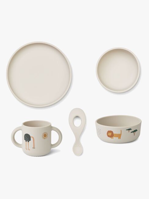 LIEWOOD Vivi Mønstret Matsett Silikon, Safari Sandy Mix