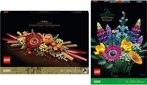 LEGO Icons Botanical Collection 10313 Bukett med Markblomster og 10314 Tørkede Blomster