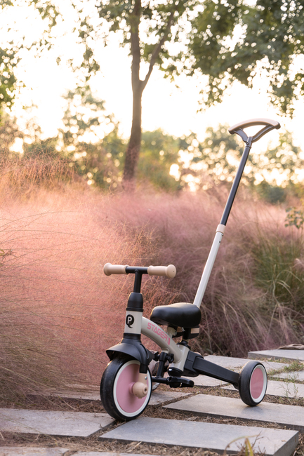 QPlay Stager 3-in-1 Transformerbar Trehjulssykkel, Rosa