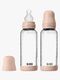 BIBS Medium Flow Glass Tåteflaske Silikon 2-Pakk 240 ml, Blush