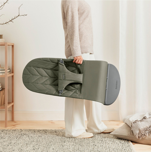 BabyBjörn Bliss Vippestol Vevet Bladmønstret Quilt, Mørkegrønn