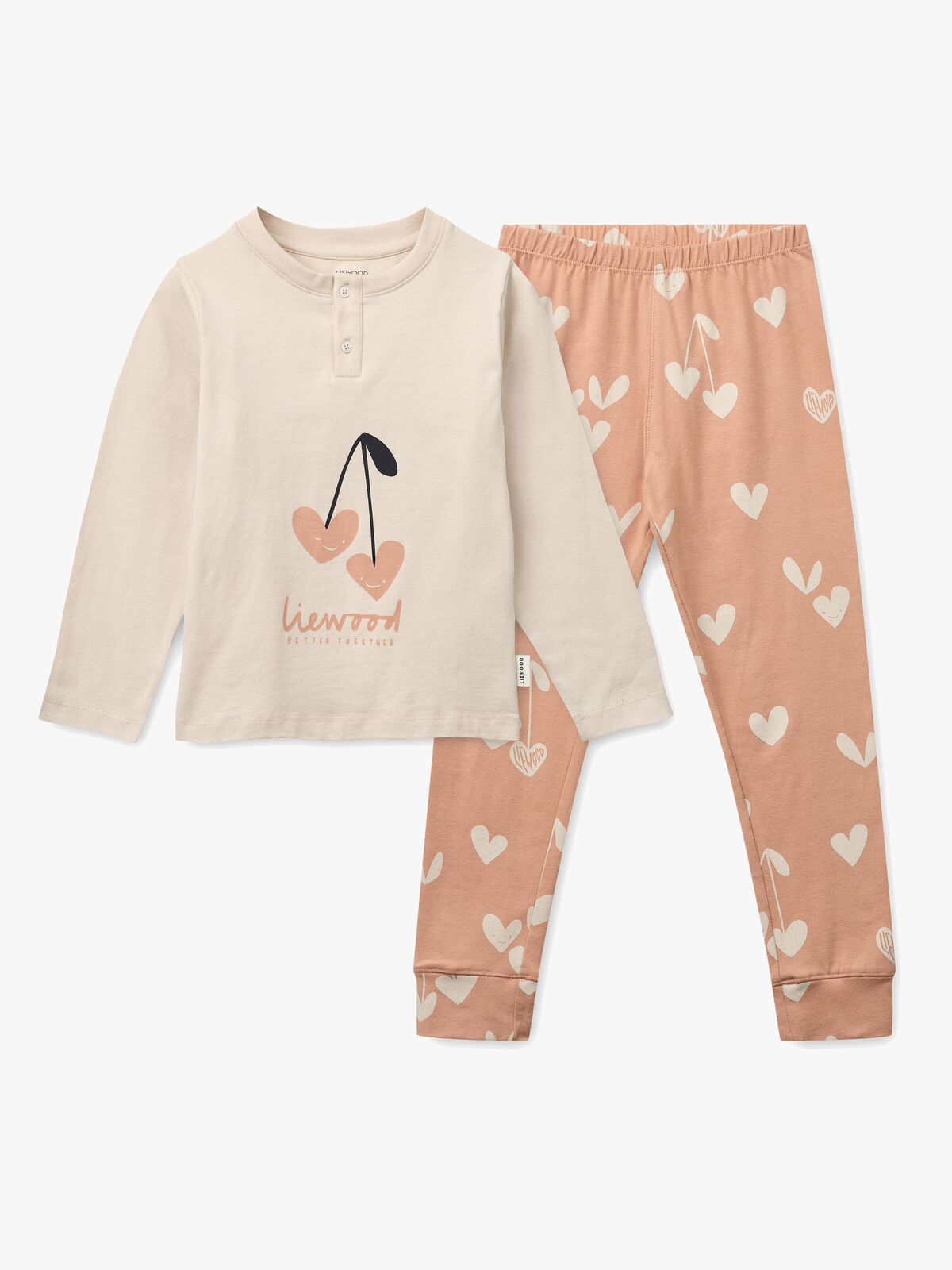 LIEWOOD Wilhelm Pysjsett, Heart/Sweetheart/Pale tuscany/mix