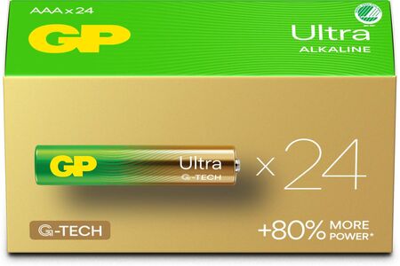 GP Ultra Alkaline G-TECH AAA/LR03 Batterier Svanemerket 24-Pack