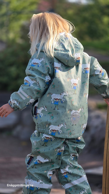 Geggamoja  Fôret Regnsett Pippi Langstrømpe, Grønn