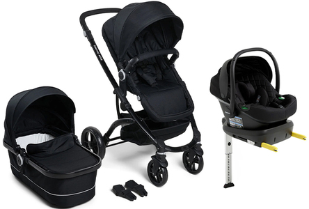 Beemoo Move Duo Duovogn Inkl. Beemoo Route i-Size Babybilstol & Base, Black/Black Stone
