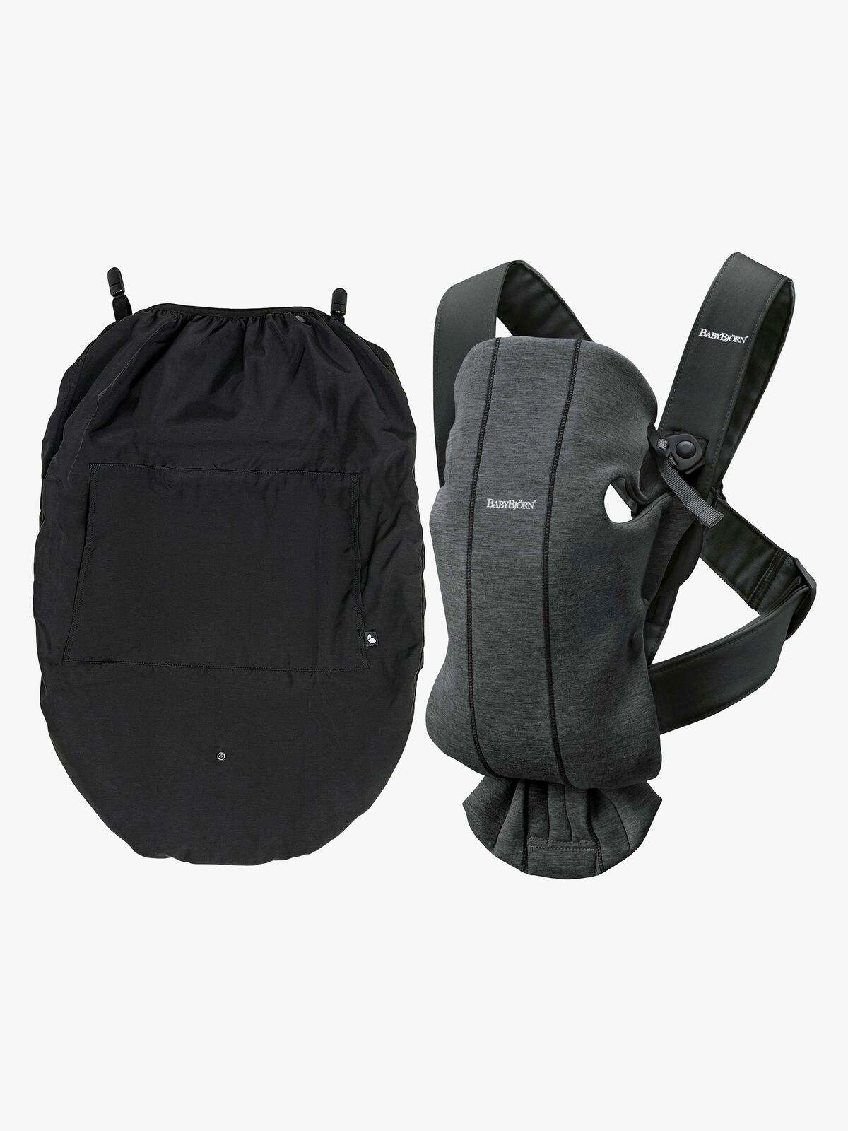 Babybjörn Bæresele Mini 3D Jersey inkl. Regntrekk, Svartgrå